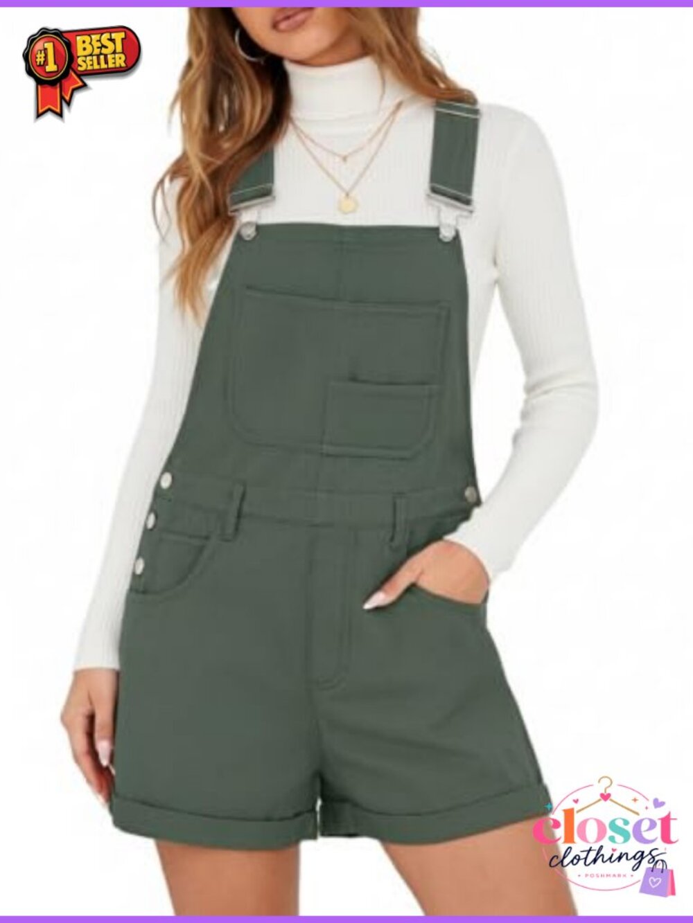 Denim Overall Romper Adjustable Straps Cotton Blend Short Jumpsuit